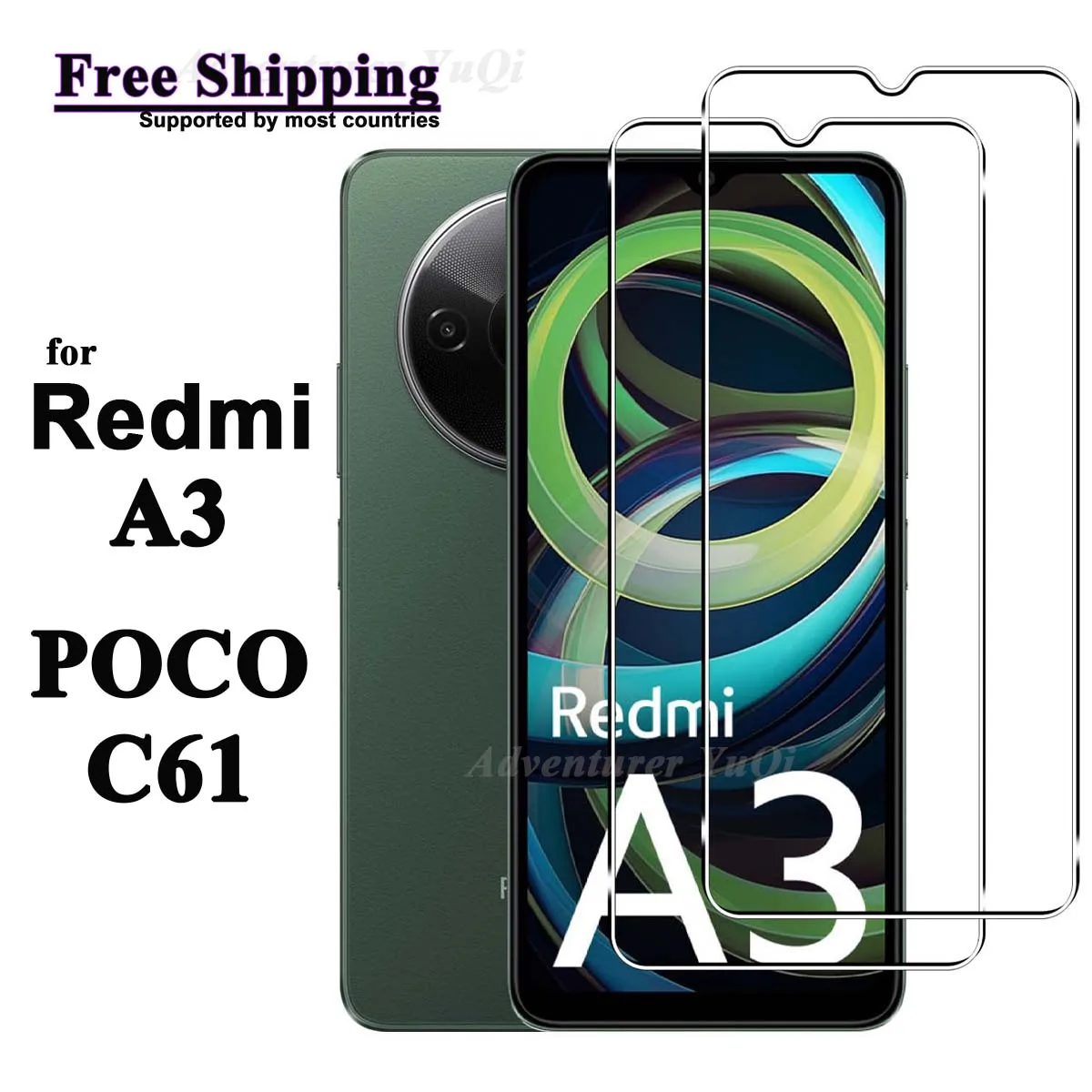 

Screen Protector For Redmi A3 POCO C61 Xiaomi, Tempered Glass HD 9H Hight Aluminum Transparent Case Friendly Free Shipping