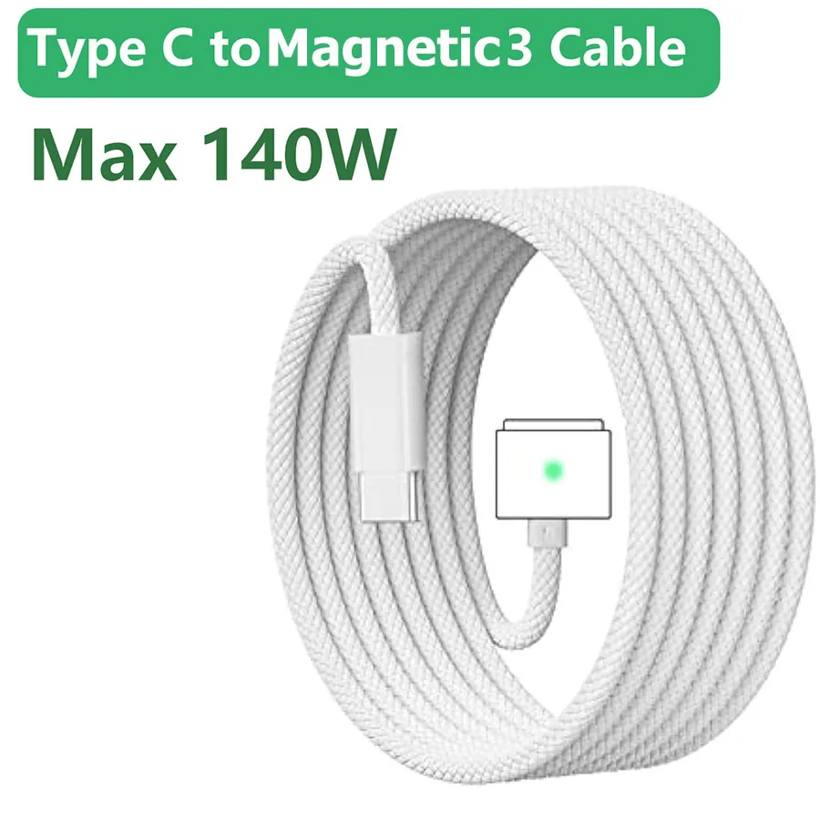 140W Magnetic 3 Cable for macbook pro 14 16 M1 Air 13.6 M2 15 inch 2M 6.6FT
140W Magnetic 3 Cable for macbook pro 14 16 M1 Air 13.6 M2 15 inch 2M 6.6FT