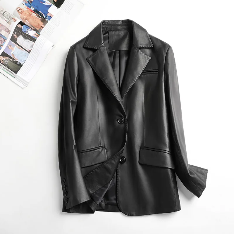 

2023 New Women's Genuine Sheepskin Leather Jacket New Blazers Real Lambskin Leather Coat Sheep Leather Bomber CL4024