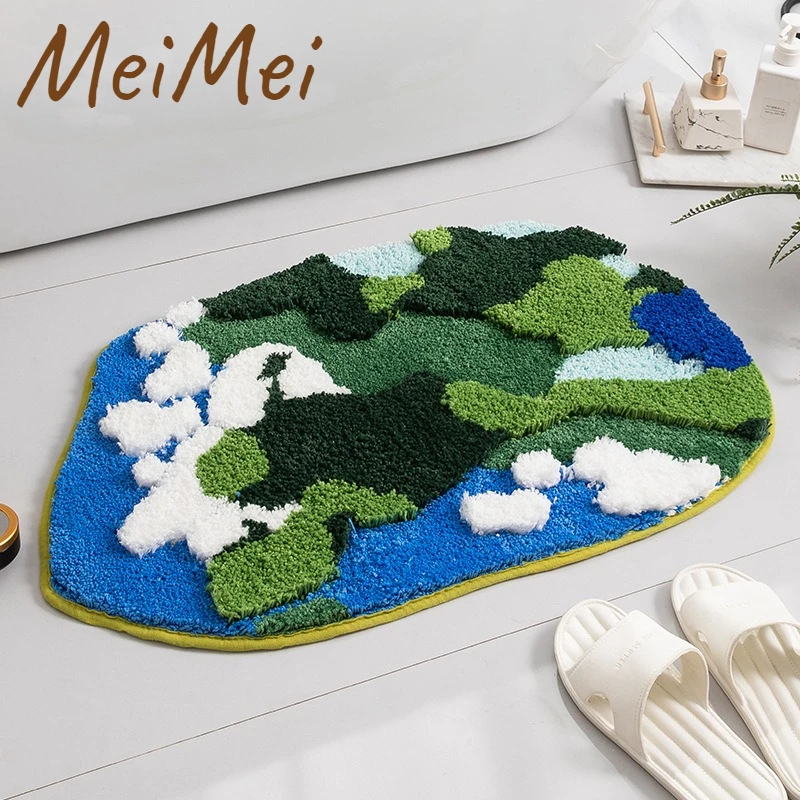 

Nordic Ins Style Flocking Floor Mats Thickened Dirt-resistant Absorbent Non-slip Carpet High-grade Special-shaped Moss Floor Rug