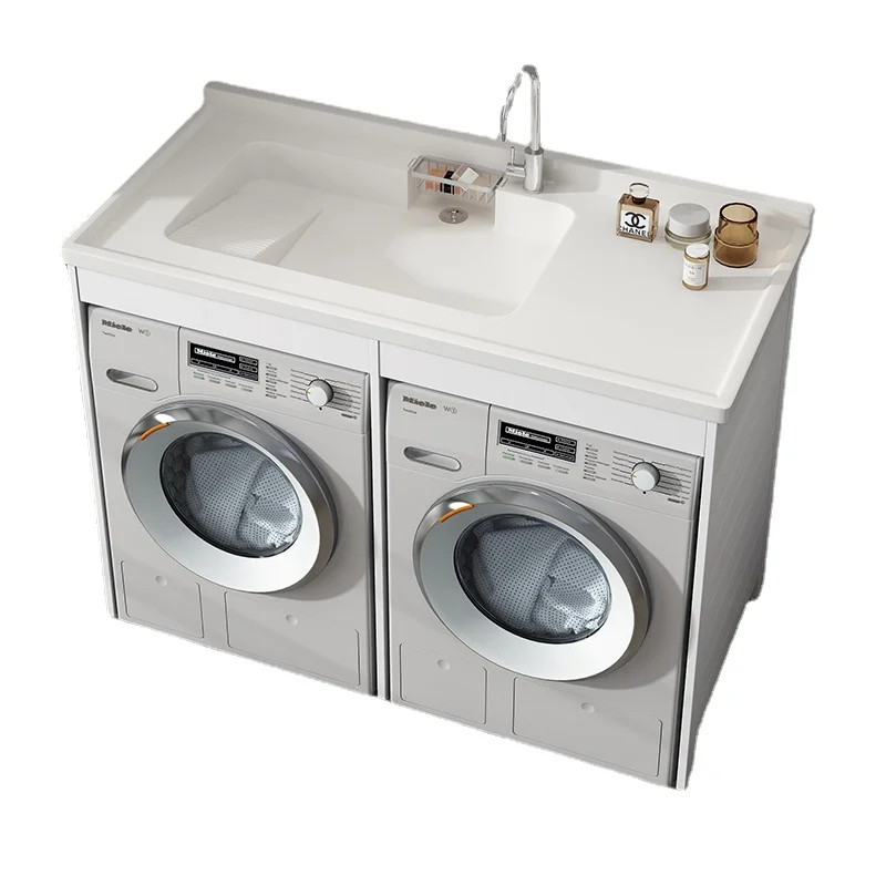 

Xk Alumimum Balcony Double Washing Machine Cabinet with Washboard Combination Wash Wardrobe