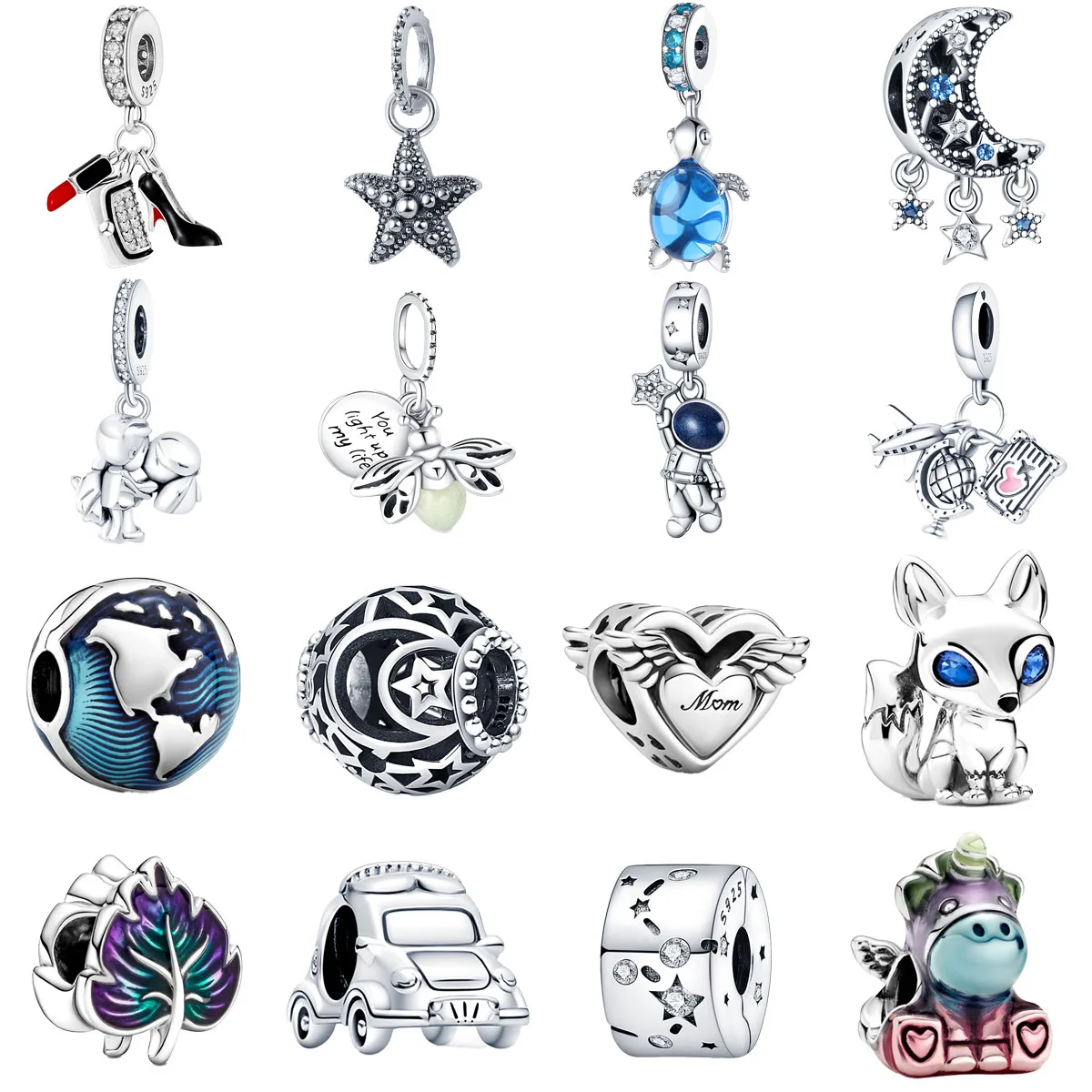 

2023 New 925 Sterling Silver Fox Couple Charms Fit Original Pandora Bracelet Bead Charm Necklace Trinket Diy Women Jewelry