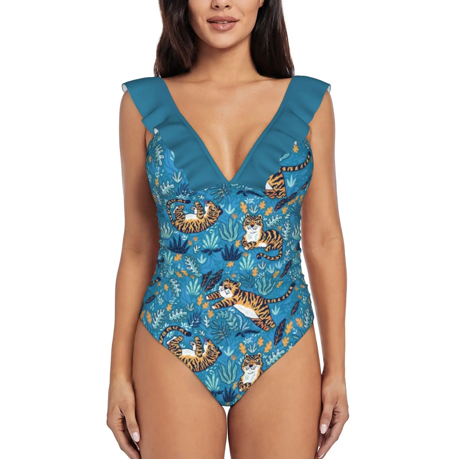 Женский сплошной купальник с оборками диких тигров, боди, сплошной купальник, купальный костюм, пляжная одежда, сафари, Африканский бесшовный узор
Женский сплошной купальник с оборками диких тигров, боди, сплошной купальник, купальный костюм, пляжная одежда, сафари, Африканский бесшовный узор