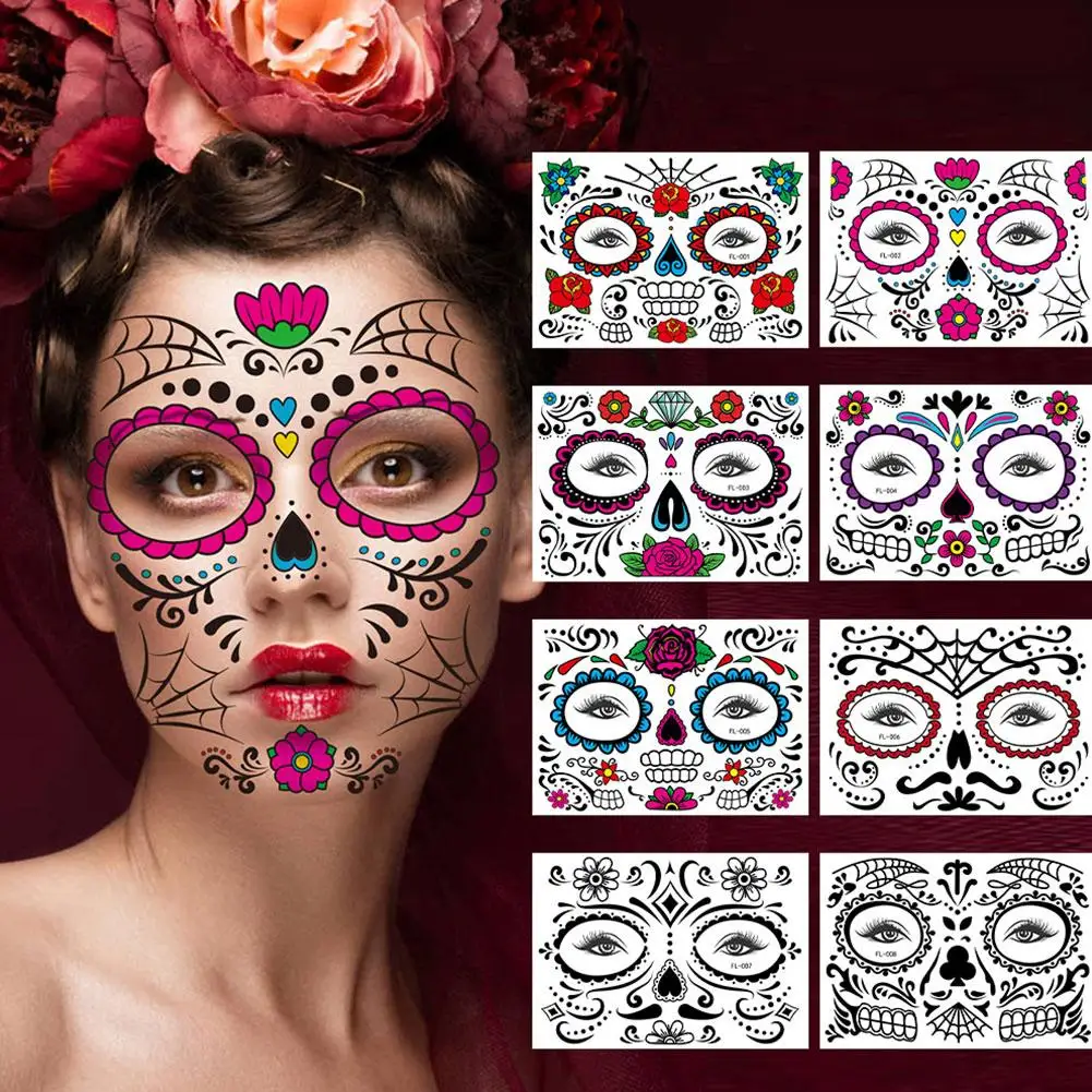Facial Makeup Sticker Special Waterproof Face Tattoo Halloween Up Stickers Of Tattoo Skull Day Dead Face Temporary Dress Th L0E6
Facial Makeup Sticker Special Waterproof Face Tattoo Halloween Up Stickers Of Tattoo Skull Day Dead Face Temporary Dress Th L0E6