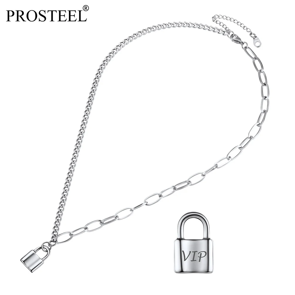 PROSTEEL Custom Necklace Lock Pendant Chain Free Engrave Women Girls Punk Fashion Choker 18K Gold/Silver Color PSN4676
PROSTEEL Custom Necklace Lock Pendant Chain Free Engrave Women Girls Punk Fashion Choker 18K Gold/Silver Color PSN4676