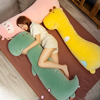 Ins Girls Girlfriend Cute Lovely Cartoon Side Sleep Soft Cozy Schoolmate Long Throw Pillows Birthday Gifts Dinosaur Giraffe