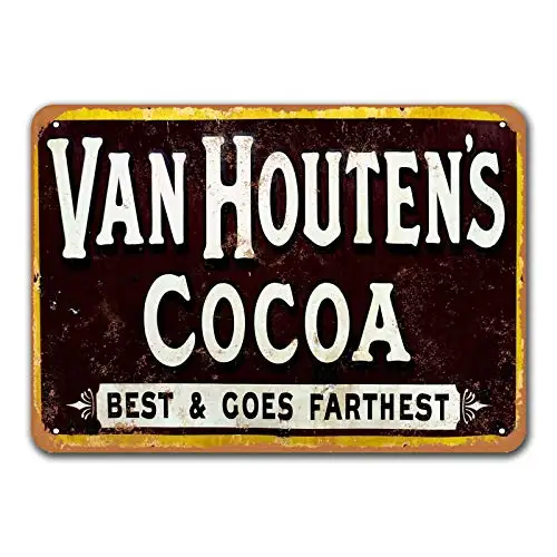 

Van Houten's Cocoa Sign, Retro Tin Signs Vintage Metal Poster for Bakery Beer Pub Home BBQ Restaurant Wall Decor Art 8x12 Inche