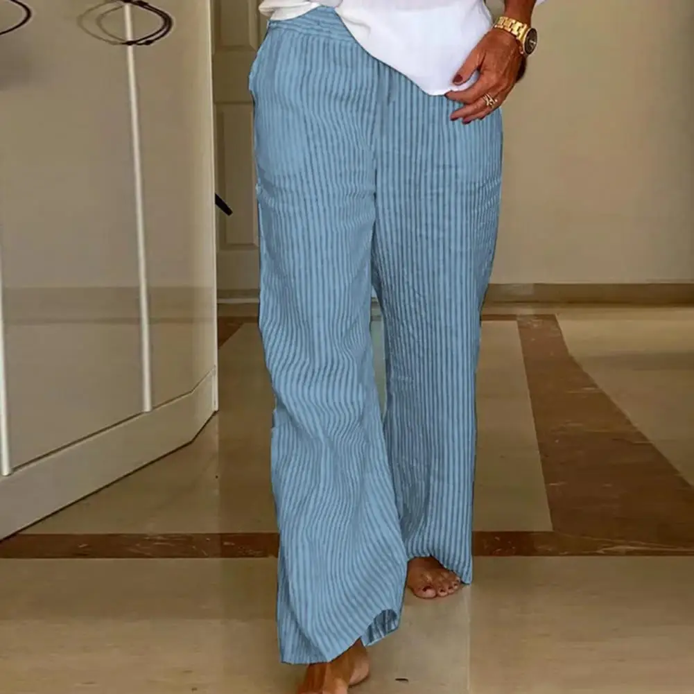 Women Casual Pants Vertical Stripe Design High Waist Wide Leg Trousers With Pockets Summer Work Leisure Pants
Women Casual Pants Vertical Stripe Design High Waist Wide Leg Trousers With Pockets Summer Work Leisure Pants