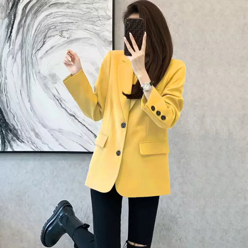 Women Blazer Casual Jacket Multi-Color Pocket All-Match Long Sleeved OL Autumn Winter Elegant Office Lady Coat Loose Solid Thin Women Blazer Casual Jacket Multi-Color Pocket All-Match Long Sleeved OL Autumn Winter Elegant Office Lady Coat Loose Solid Thin