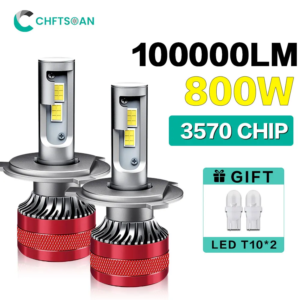 

Chftsoan 10000LM 800W 3570 Chip Led Headlights H1 H4 H7 H11 9005 9006 Car Headlight Bulb 6000K Fog Light Hi/Lo Beam Headlamp 32V
