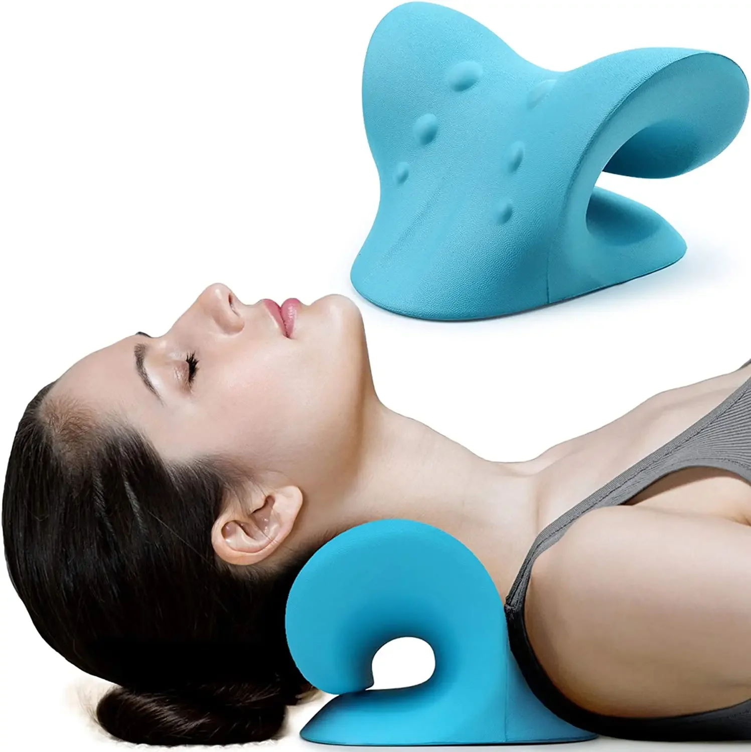 

Neck and Shoulder Relaxer, Traction Device for Pain Relief and Cervical Spine Alignment, Chiropractic Pillow