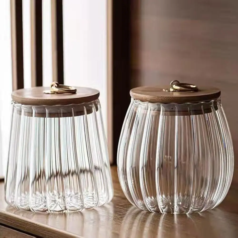 

Striped Glass Canister Airtight Sealed Glass Storage Jars Large Capacity Transparent Seasoning Pot Spice Jar Coffee Beans