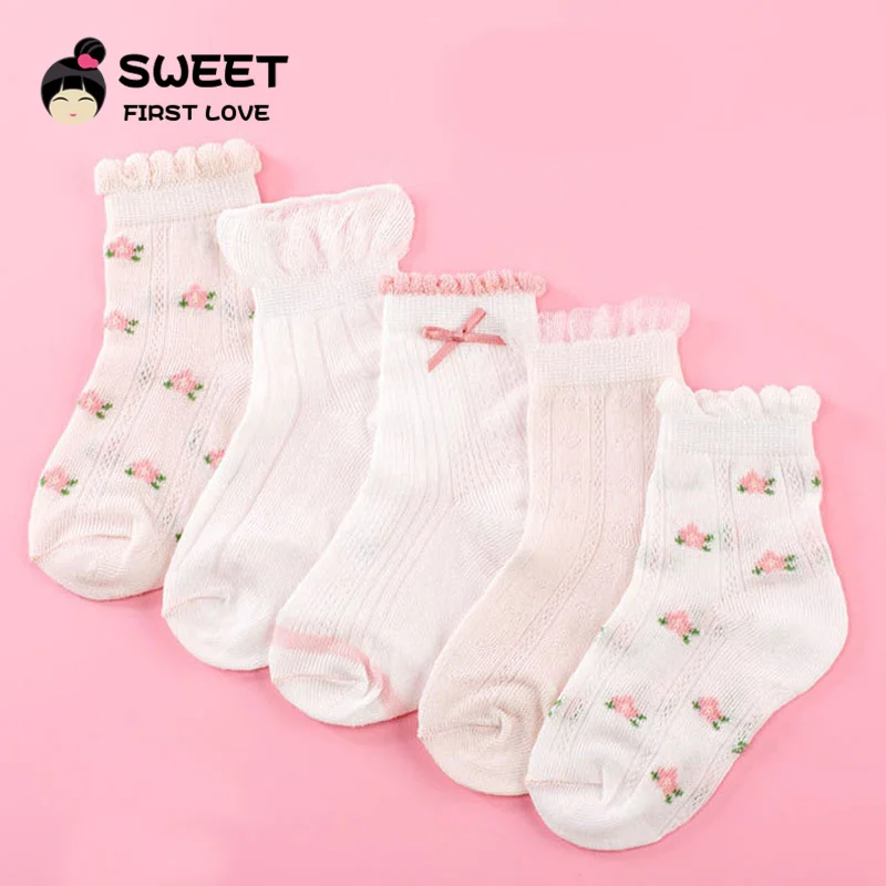 Baby Girl Socks 5 Pairs/Lot Spring Summer Soft Cotton Socks for Girl Cute Floral Pattern for Children Baby Accessories
Baby Girl Socks 5 Pairs/Lot Spring Summer Soft Cotton Socks for Girl Cute Floral Pattern for Children Baby Accessories