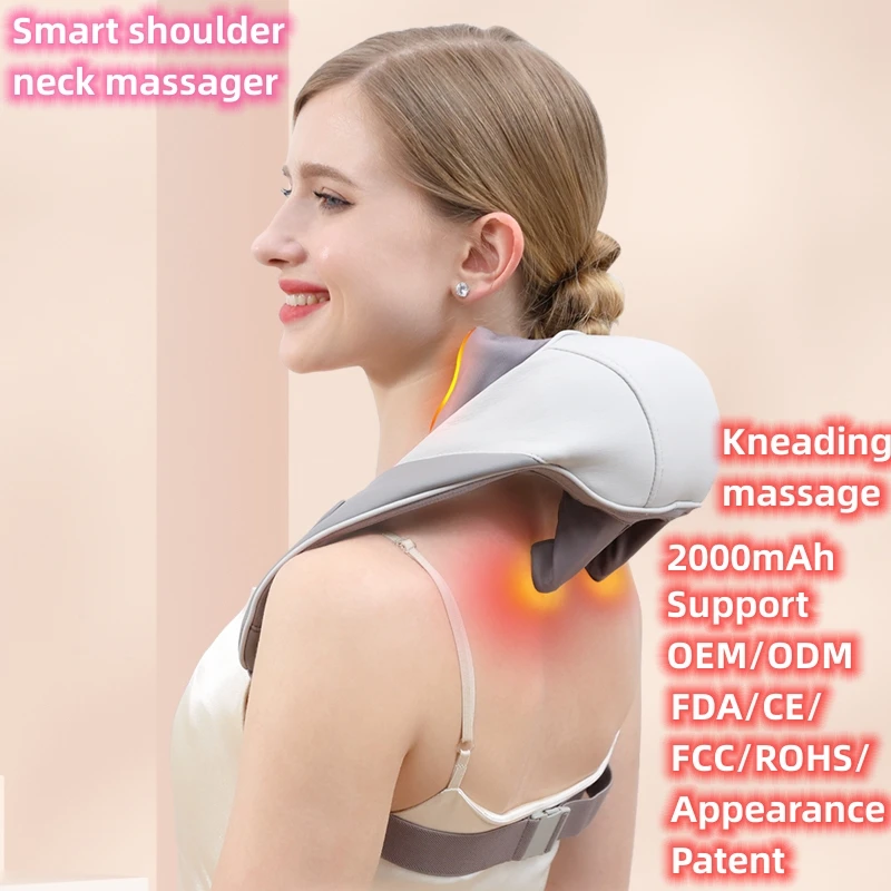 

Smart Shoulder and Neck Massager Wireless Portable Smart Hot Compress Timing Shoulder Massage 2000mAh FDA CE FCC ROHS Patent