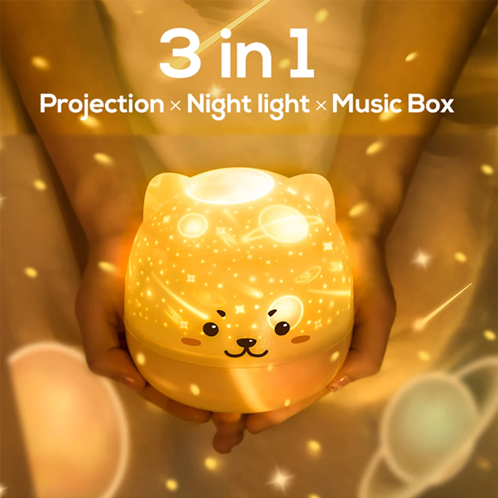 Cute Bear LED Night Lamp Starry Children Music Projector Lamp USB Rechargeable Rotate Light For Kids Bedside Bedroom Decoration
Cute Bear LED Night Lamp Starry Children Music Projector Lamp USB Rechargeable Rotate Light For Kids Bedside Bedroom Decoration