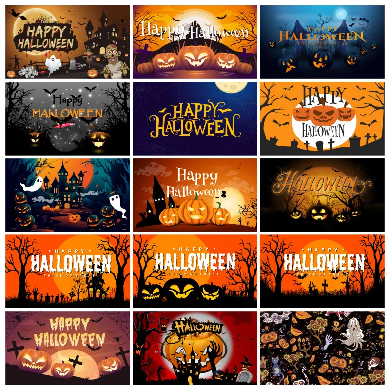 

1pcs 2023 Halloween Background Cloth Decoration Photography Horror Moon Night Cemetery Pumpkin Cloths Home Party Props Decor