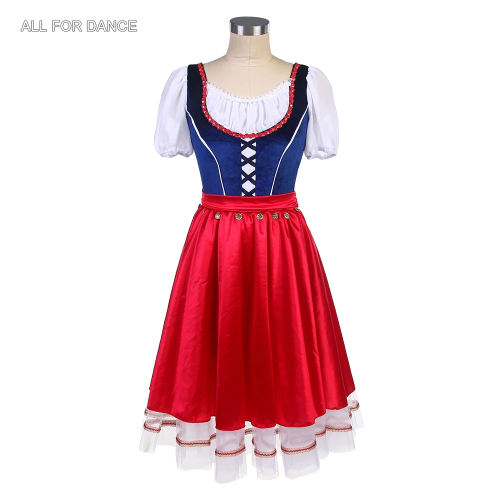 

24027 Short Sleeves Blue Velvet Bodice with Red Skirts Ballet Dance Dress Girls & Women Romantic Ballet Tutu Performance Tutus