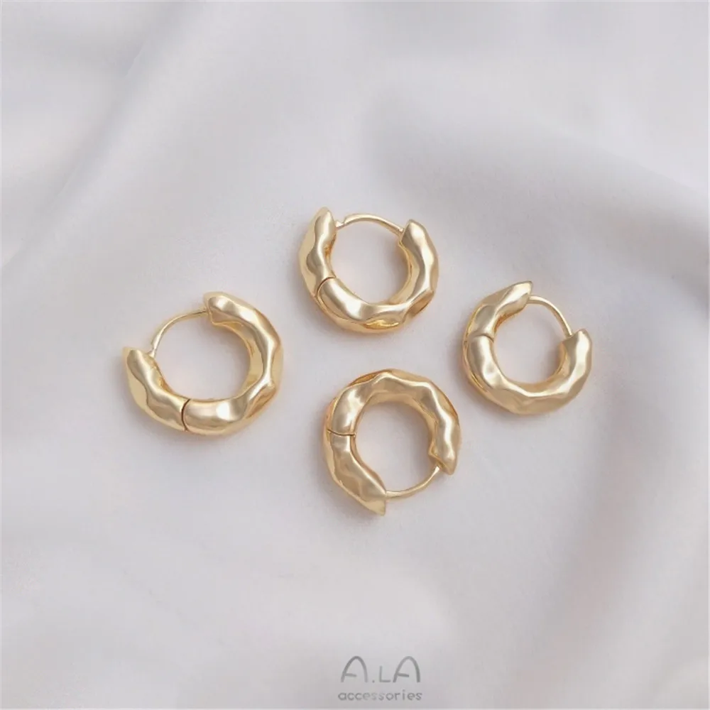 

Fashion earrings 14K bag gold color concave and convex irregular round earrings luxury simple earrings