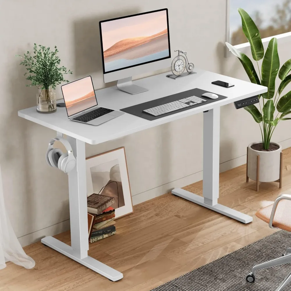 

Desk Adjustable Height Electric Sit Stand Up Down Computer Table, 48x24 Inch Ergonomic Rising Desks for Work Office Home, Modern