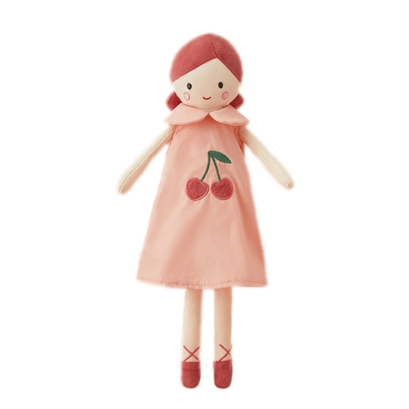 

35cm Cartoon Girl with Cherry Print Skirt 13.77Inches Soft Girl Shape Stuffed Children Appease Sleeping Gift