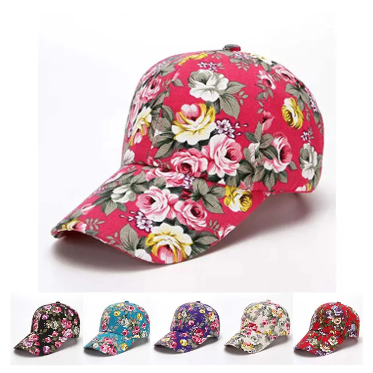 

Casual Sport Caps Fashion Hats Sunscreen Baseball Rose Floral Print Cap for Women Golfhat Beach Floral Peaked Flower Tide Sunhat