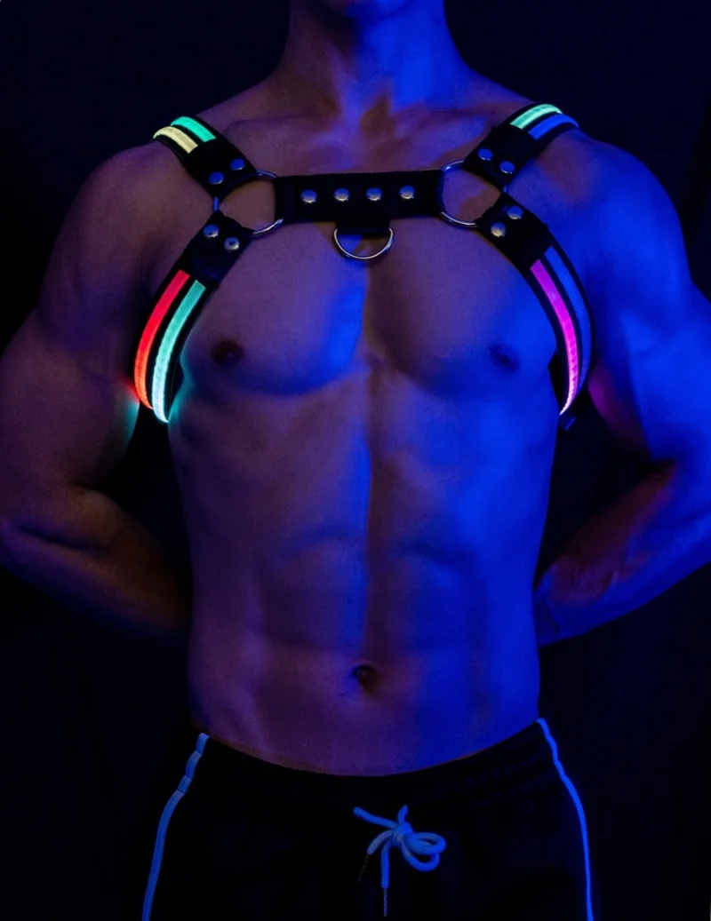 Men's Straps Sexy Dimming Lights Stage Flash Rechargeable Multicolored Lights with Chest Strap Muscle Seduction Shoulder Belt
Men's Straps Sexy Dimming Lights Stage Flash Rechargeable Multicolored Lights with Chest Strap Muscle Seduction Shoulder Belt