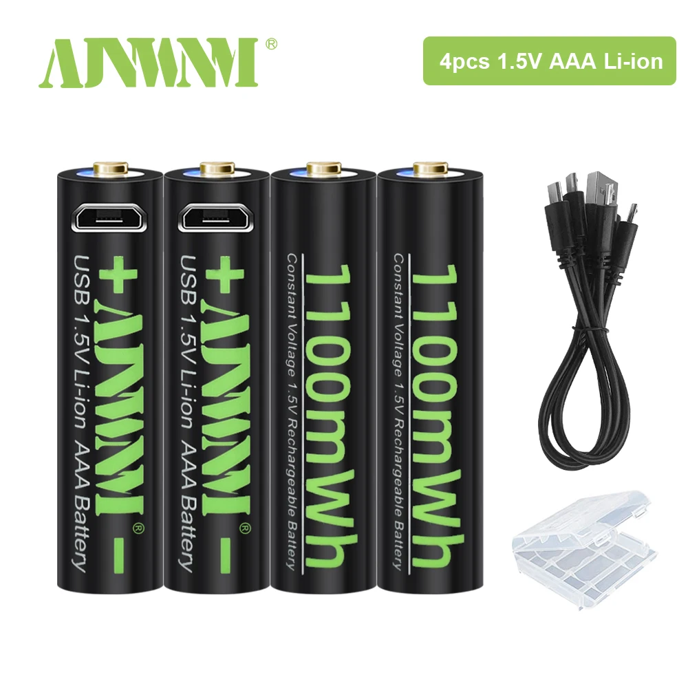 AJNWNM AAA батарея 1,5 V li-ion AAA перезаряжаемые батареи 1100MwH 3A aaa фонарик батарея с USB-кабелем
AJNWNM AAA батарея 1,5 V li-ion AAA перезаряжаемые батареи 1100MwH 3A aaa фонарик батарея с USB-кабелем