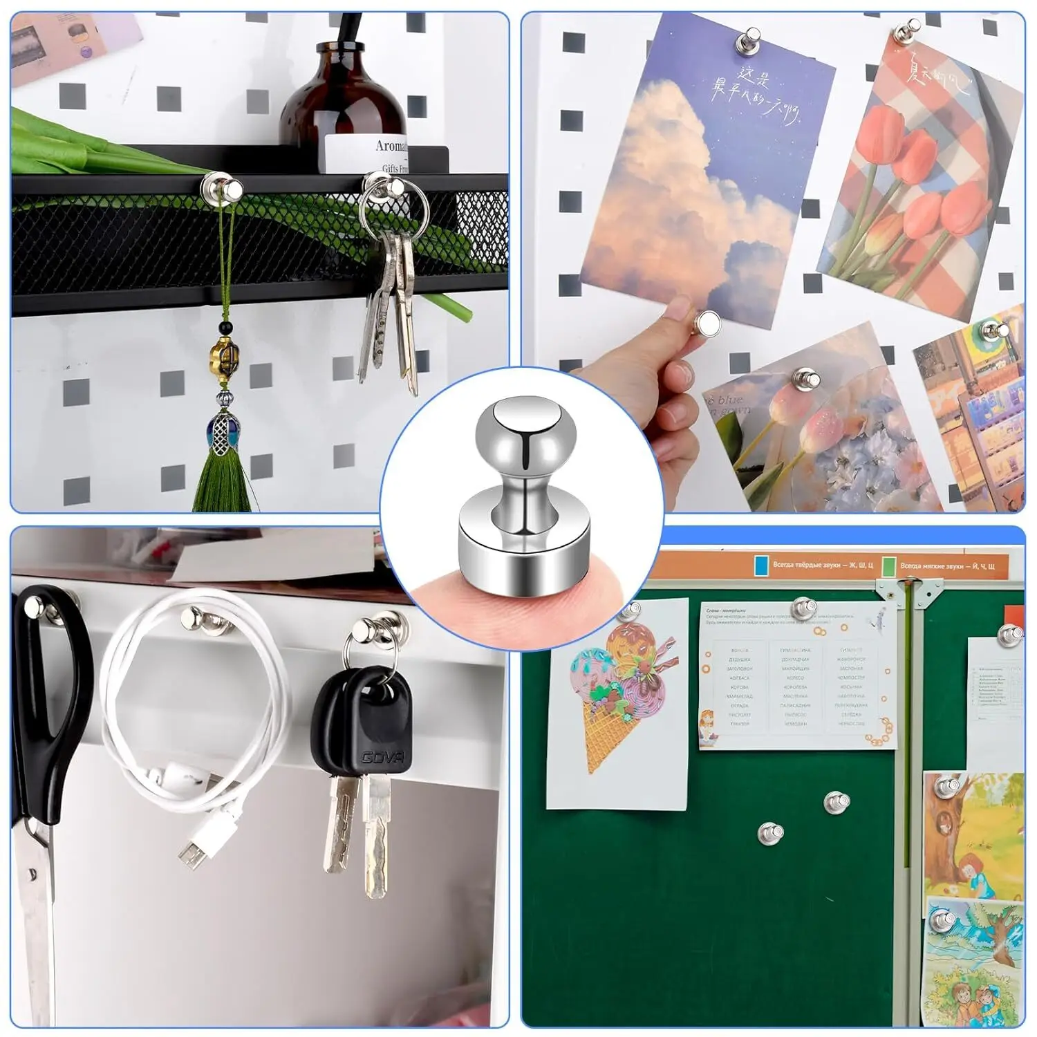 Neodymium Magnetic Pushpins Metal Strong Magnets Whiteboard Fridge Thumbtack Durable Power Magnet Push Pins for Office School Neodymium Magnetic Pushpins Metal Strong Magnets Whiteboard Fridge Thumbtack Durable Power Magnet Push Pins for Office School