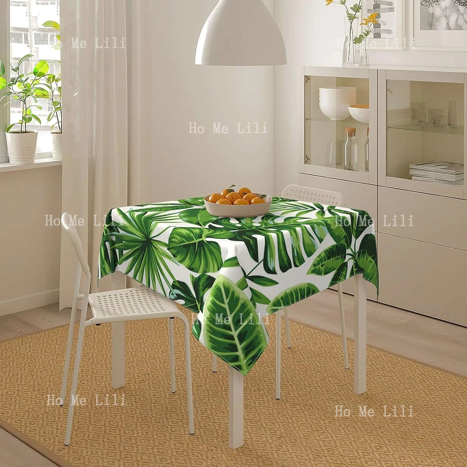 

Тропическая зеленая Пальмовая скатерть, моющаяся прямоугольная скатерть, искусственное банкетное украшение для семейного ужина