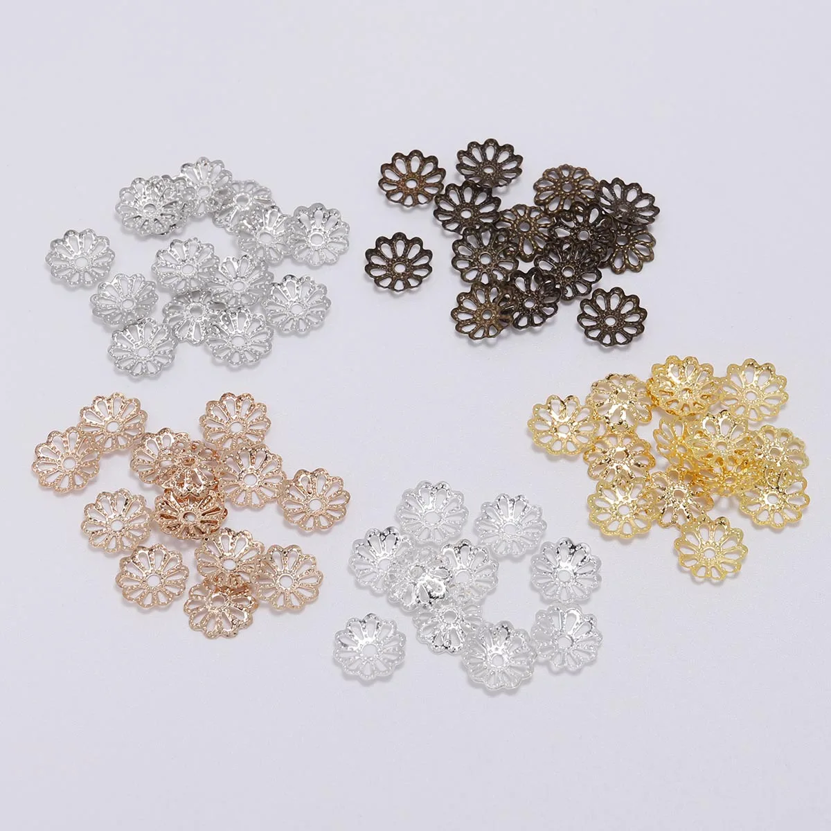 

200Pcs 7mm/9mm Silver Gold Plated Flower Petal End Spacer Beads Caps Charms Bead Cups For Jewelry Making DIY Wholesale