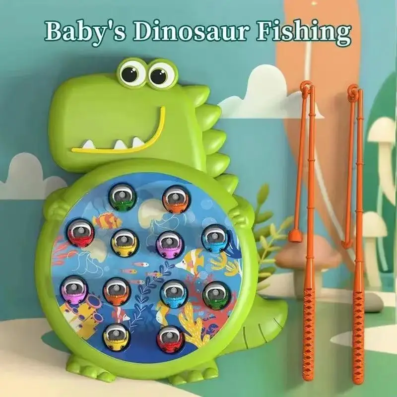 

Children's Dinosaur Fishing Plate Early Education Puzzle Development Parent Child Interactive Fishing Toy Set