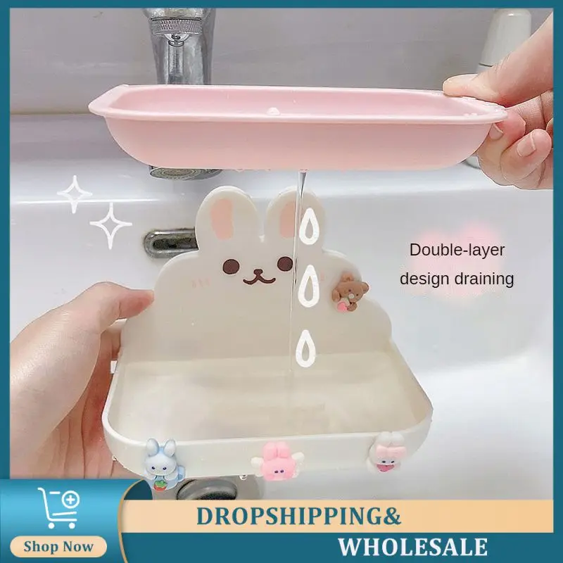 

Wall Mounted Soap Dish Wall-mounted Double Layer Soap Dish Bathroom Organizer Household Daily Necessities No Punching Soap Dish