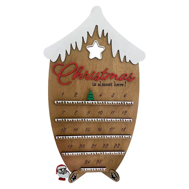 

Christmas Advent Calendar Wooden Christmas Santa Countdown Calendar Countdown To Christmas Calendar Home Desk Decorations