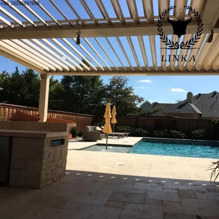 Open Roof and Glossy Pergola Bioclimatic Good Quality Remote Controlled Electric Roller Shutter Gazebo
Open Roof and Glossy Pergola Bioclimatic Good Quality Remote Controlled Electric Roller Shutter Gazebo