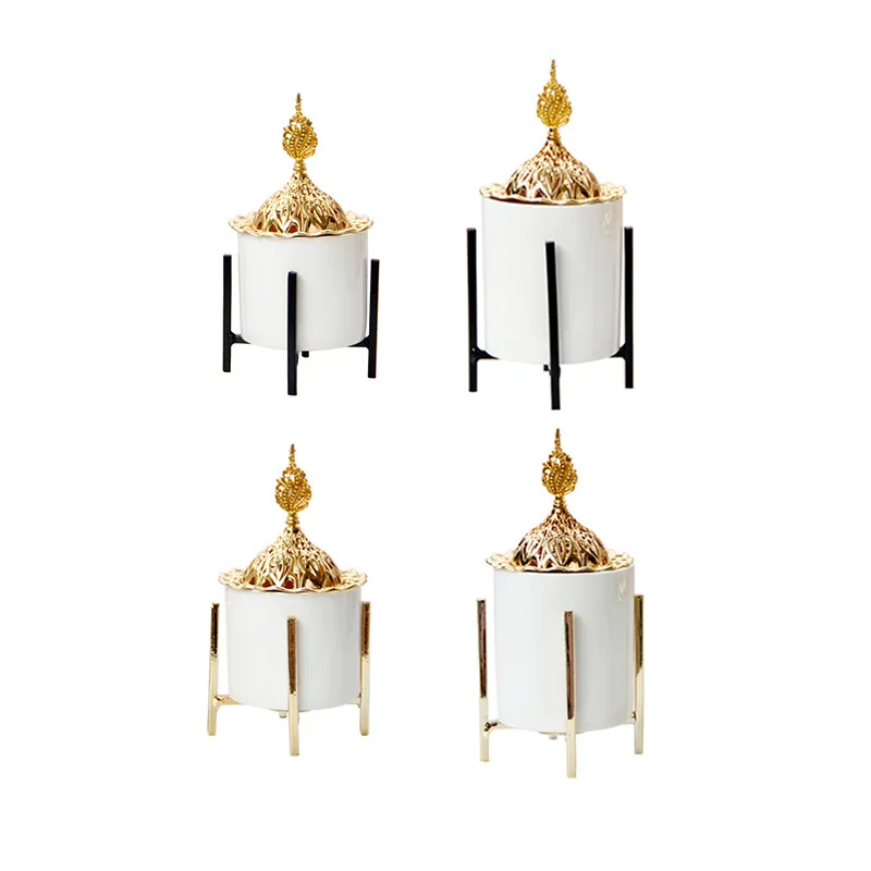 2pcs Simple Gold Metal Ceramic Incense Burner Home Wedding Party Decoration Ornament Middle East Arab Festival Decorative Craft
2pcs Simple Gold Metal Ceramic Incense Burner Home Wedding Party Decoration Ornament Middle East Arab Festival Decorative Craft
