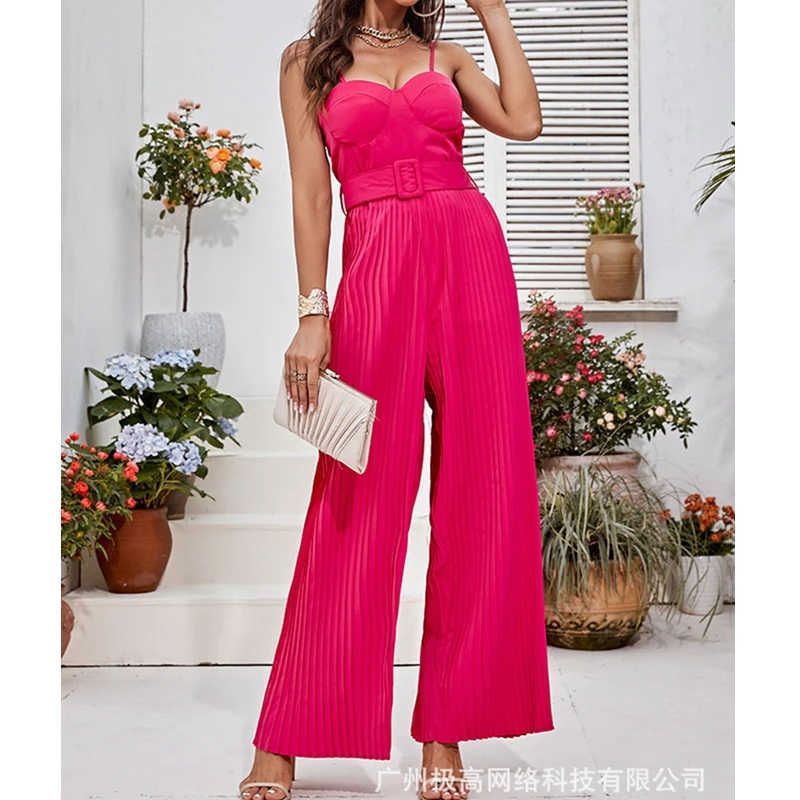 Women's Solid Color Slim Suit Women Sexy Spaghetti Strap Strapless Backless Top High Waist Pleated Wide Leg Pants Trousers Suit
Women's Solid Color Slim Suit Women Sexy Spaghetti Strap Strapless Backless Top High Waist Pleated Wide Leg Pants Trousers Suit