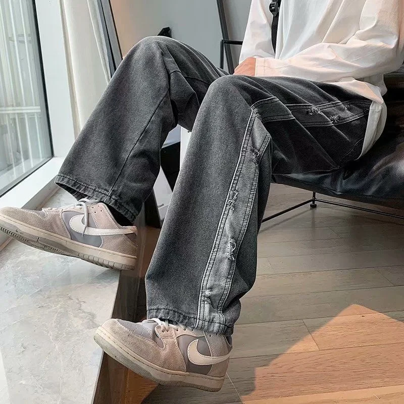 Hole Splicing Jeans for Men's Loose Trend High Street Trousers Casual Wide Leg Straight Wash Retro Old Denim Pants Four Seasons
Hole Splicing Jeans for Men's Loose Trend High Street Trousers Casual Wide Leg Straight Wash Retro Old Denim Pants Four Seasons