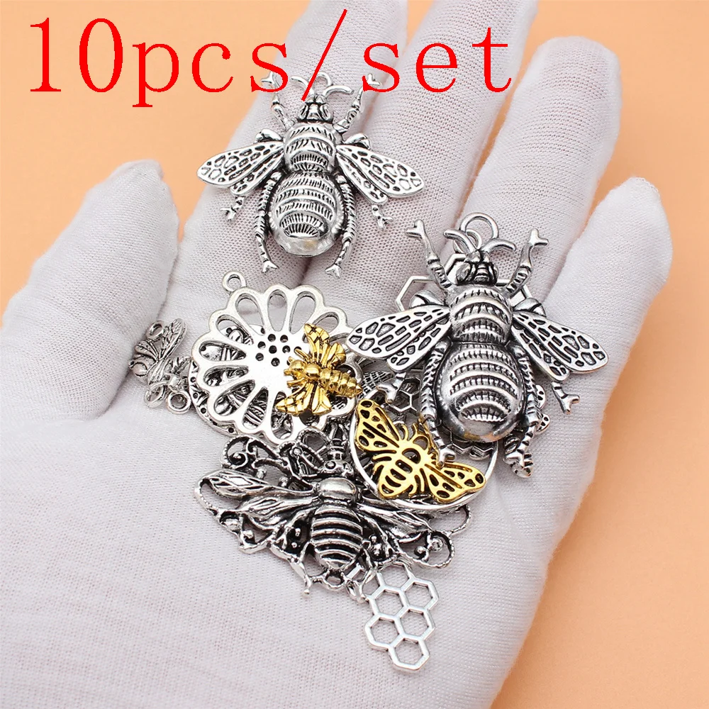 

Popular Bee Charms Jewelry Making Supplies Findings 10pcs/set