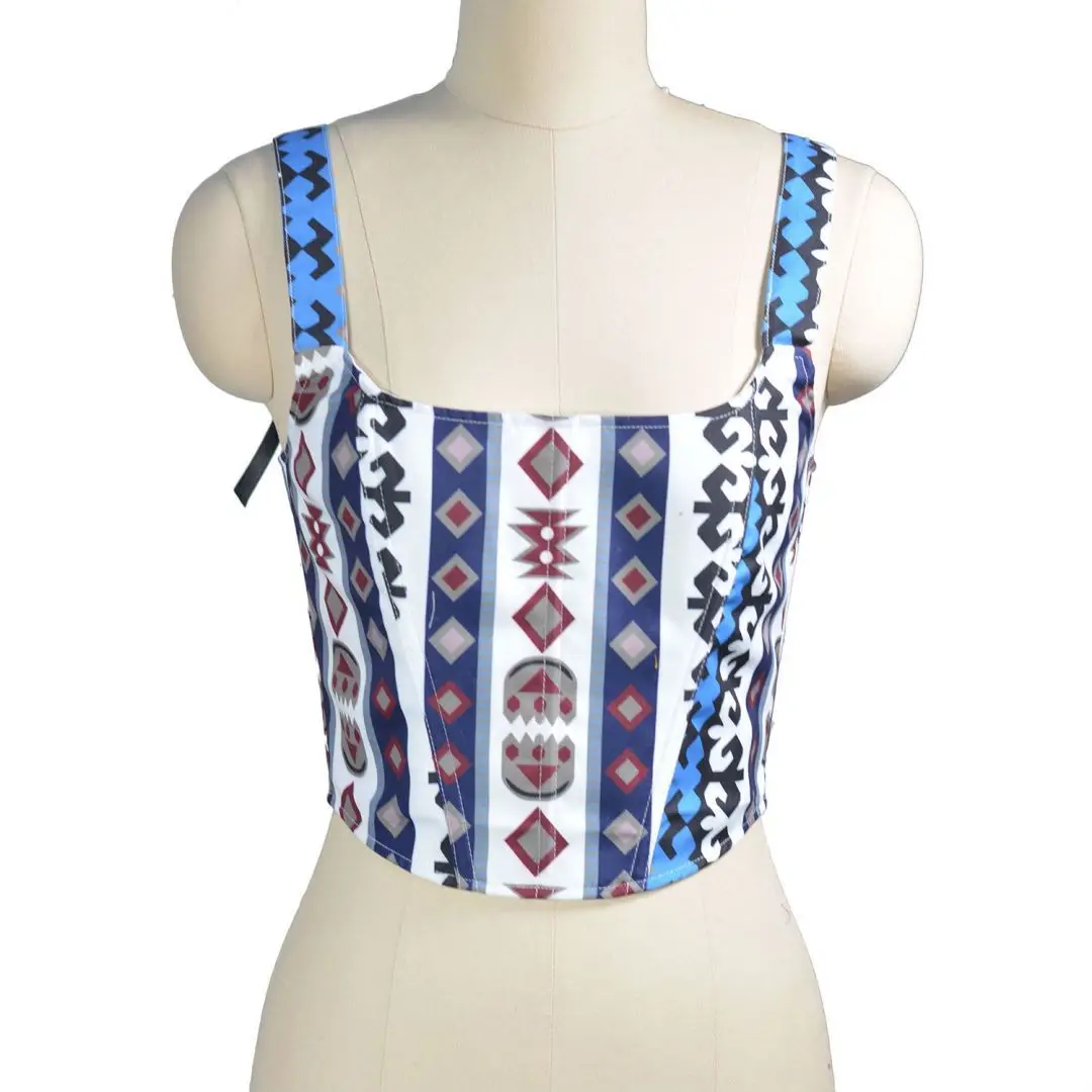 

Ethnic Wind Queen Strap Chest Suspender Solid Color Fishbone Chest Spicy Girl Waistband Court Fishbone Tight Bustier Top Corset