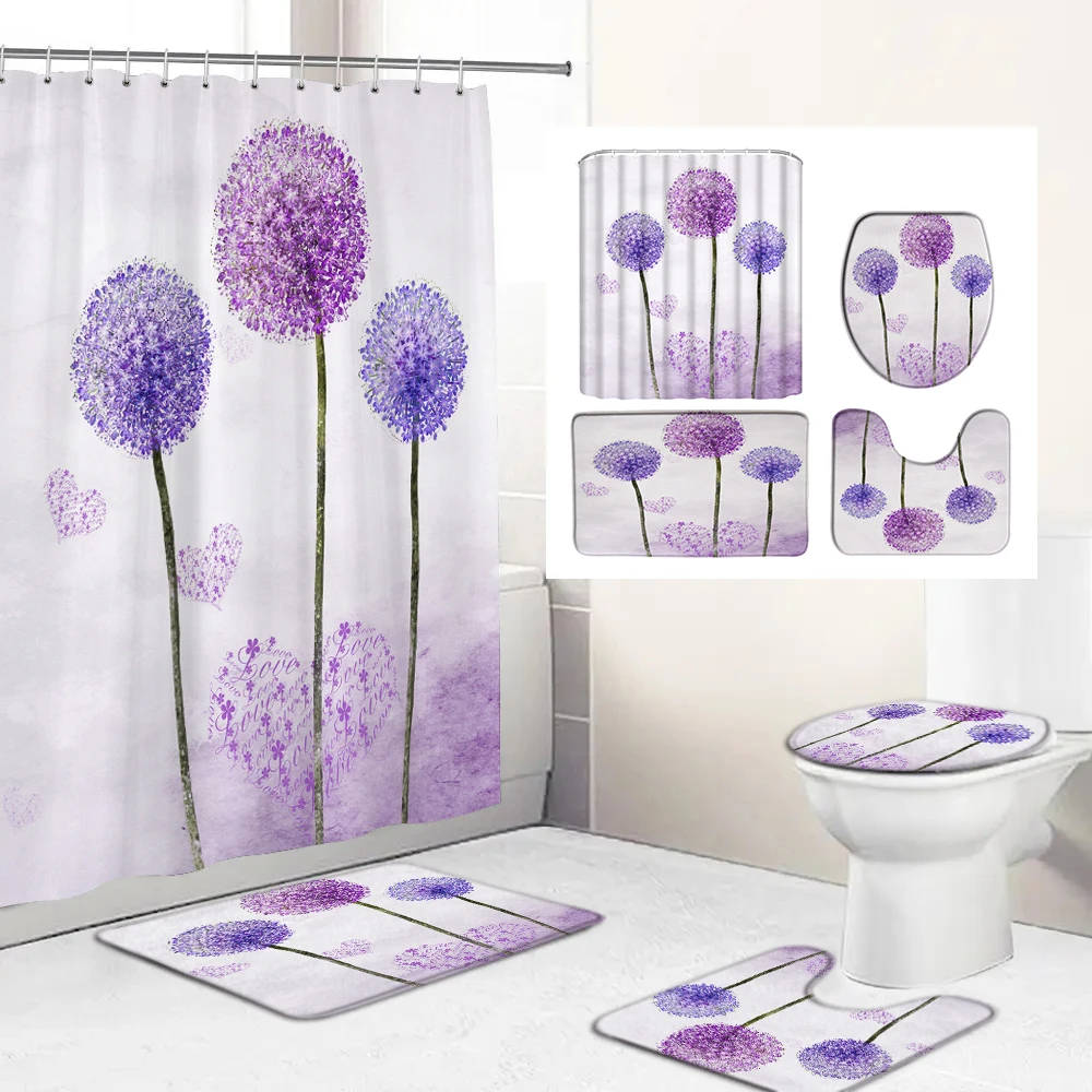 Dandelion Fabric Shower Curtain Purple Flower Bathroom Curtains Set Anti-skid Rugs Toilet Lid Cover Bath Mat Home Decor
Dandelion Fabric Shower Curtain Purple Flower Bathroom Curtains Set Anti-skid Rugs Toilet Lid Cover Bath Mat Home Decor