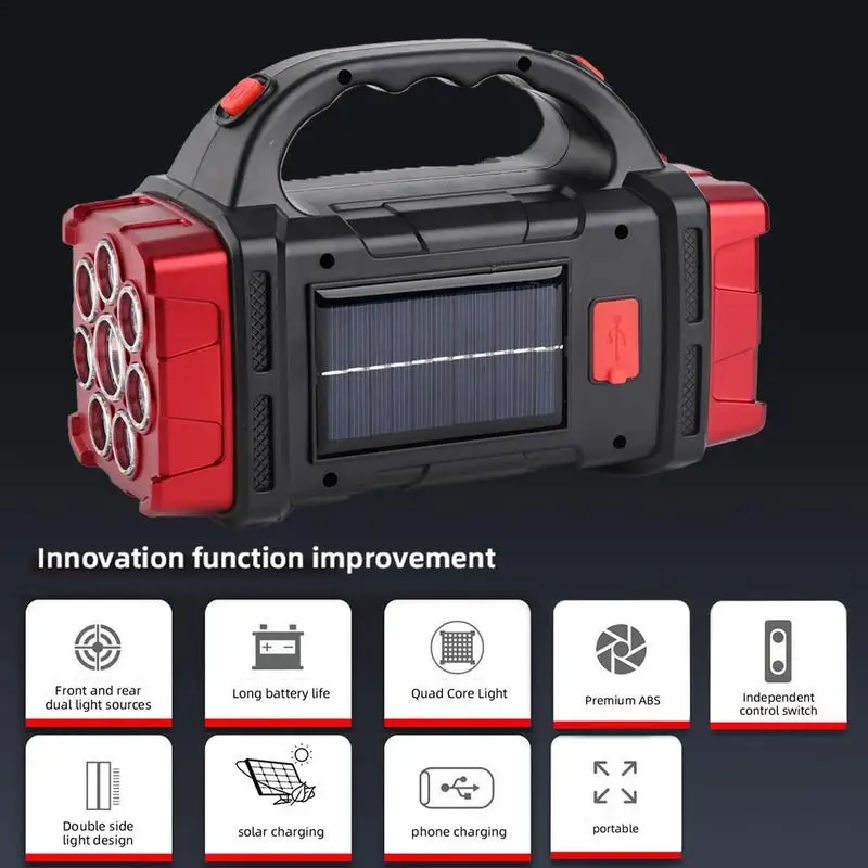 Powerful Solar LED Flashlight With COB Work Light 4 Gear USB Rechargeable Torch Light Waterproof Solar Light for Outdoor Camping
Powerful Solar LED Flashlight With COB Work Light 4 Gear USB Rechargeable Torch Light Waterproof Solar Light for Outdoor Camping