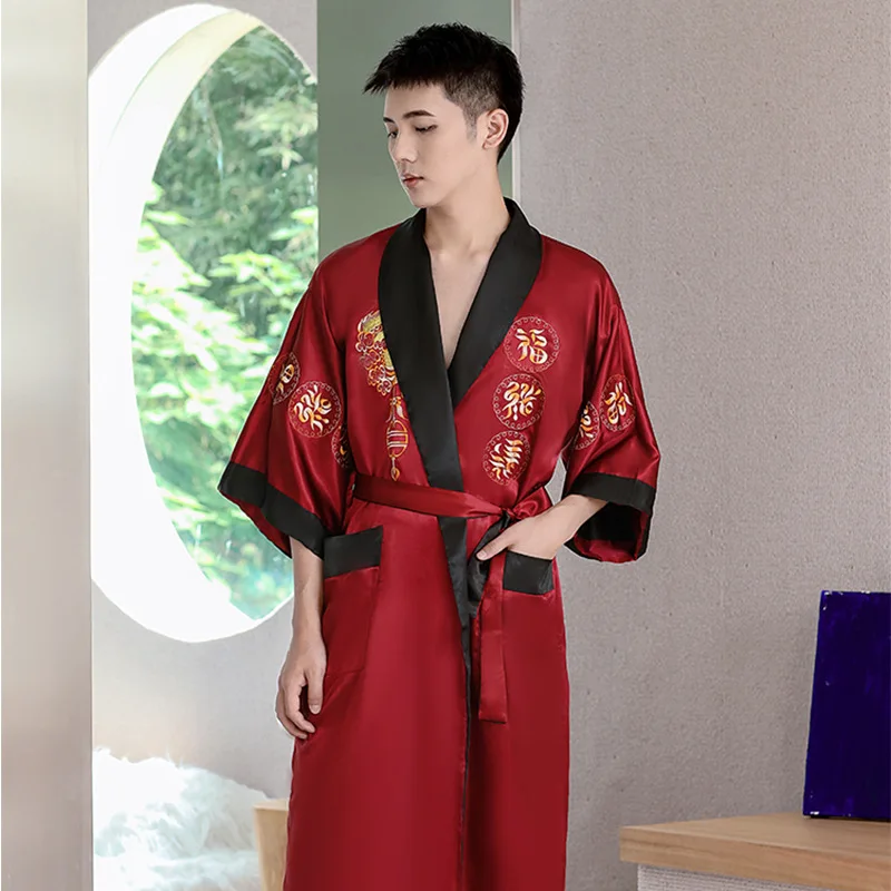 Chinese Style Dragon Casual Male Yukata Samurai Clothing Half Sleeve Men Kimono Robe Embroidery Bathrobes Double-Sided
Chinese Style Dragon Casual Male Yukata Samurai Clothing Half Sleeve Men Kimono Robe Embroidery Bathrobes Double-Sided