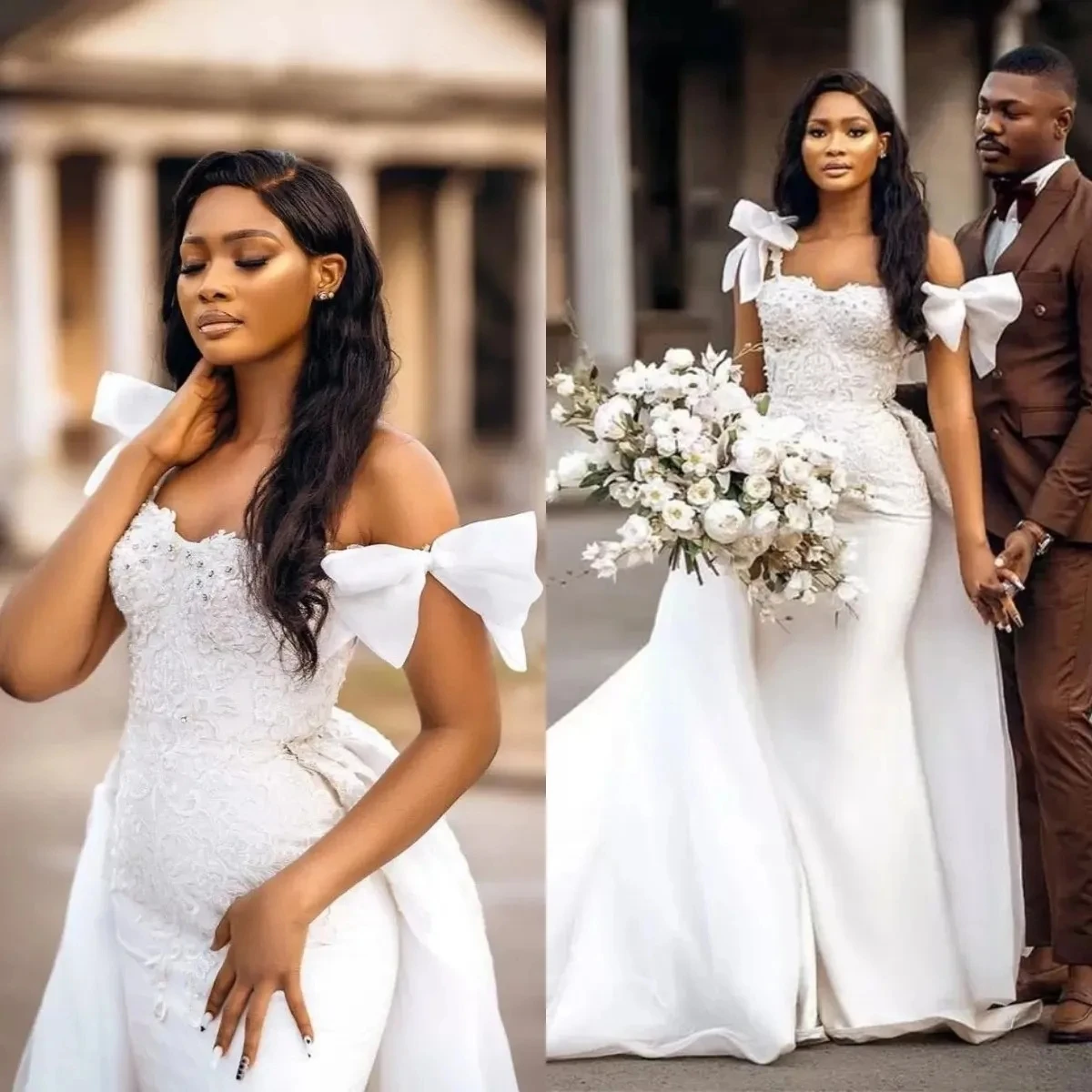 Платье свадебное со съемным шлейфом и аппликацией
Платье свадебное со съемным шлейфом и аппликацией