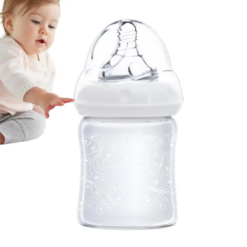 

Бутылочка для кормления грудью, натуральная кожа, в стеклянной бутылочке, бутылочки с защитой от коликов для детей 0-6 месяцев, для дорожных поездок
