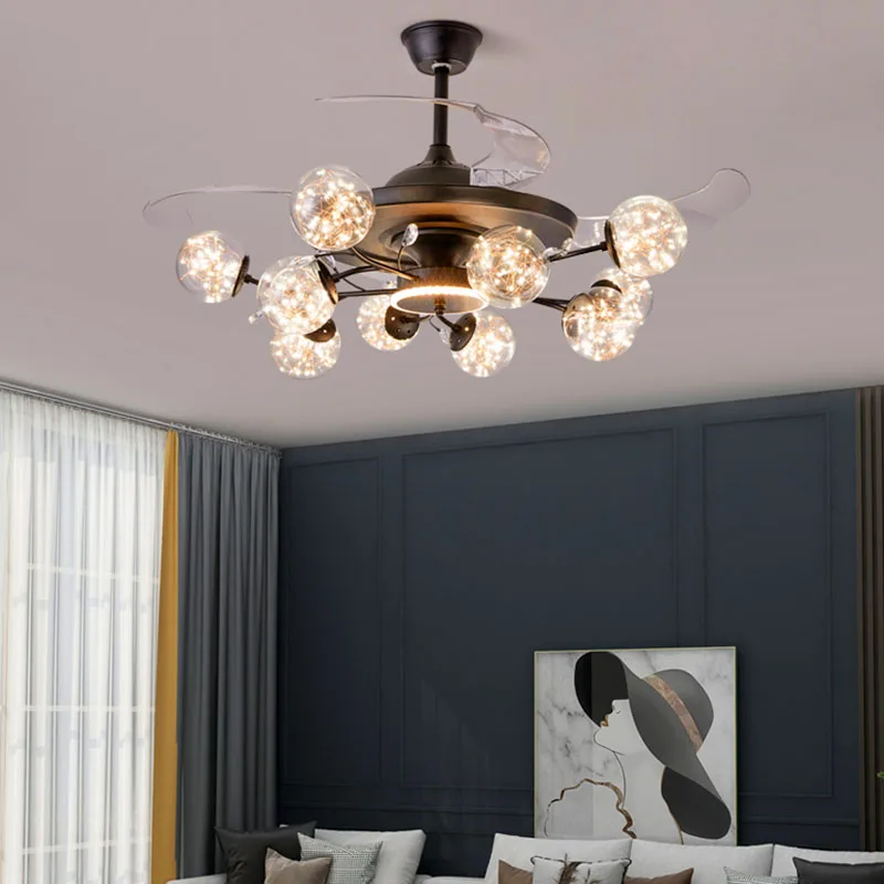 

Скандинавский Декор для спальни, светодиодные лампы для комнаты, потолочный вентилятор, лампа для ресторана, столовой, потолочные вентиляторы с дистанционным управлением