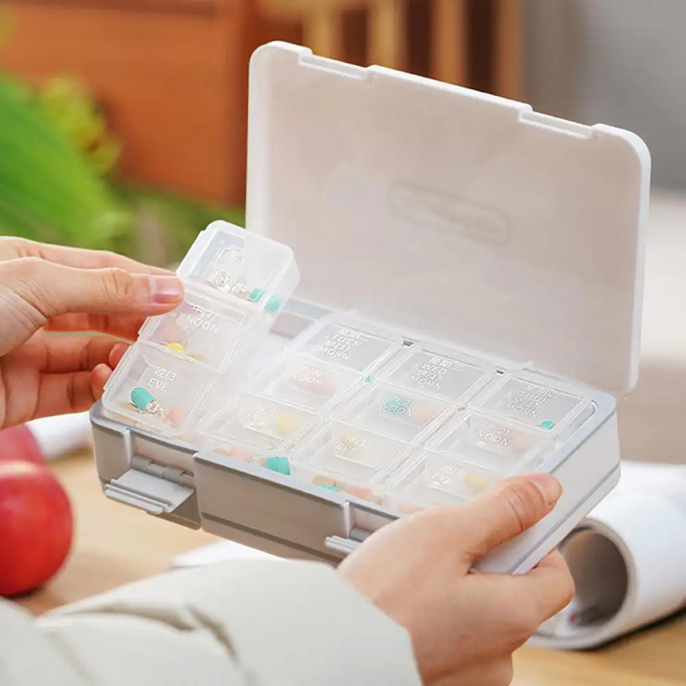 

Food Grade Pill Organizer Pill Box with Compartments Portable 7-day Pill Organizer with 24 Compartments Double Layer