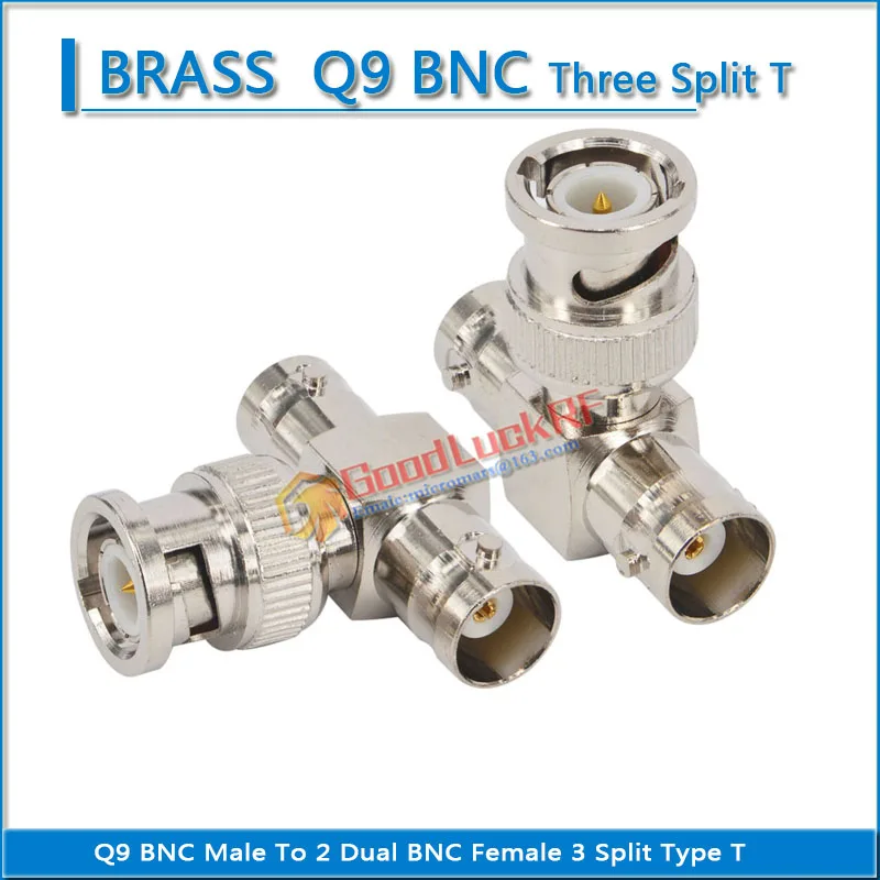 Q9 BNC 3 Way Splitter T-Type BNC Male To 2 Dual BNC Female Brass RF Video Coaxial Connector for CCTV Camera Adapter
Q9 BNC 3 Way Splitter T-Type BNC Male To 2 Dual BNC Female Brass RF Video Coaxial Connector for CCTV Camera Adapter
