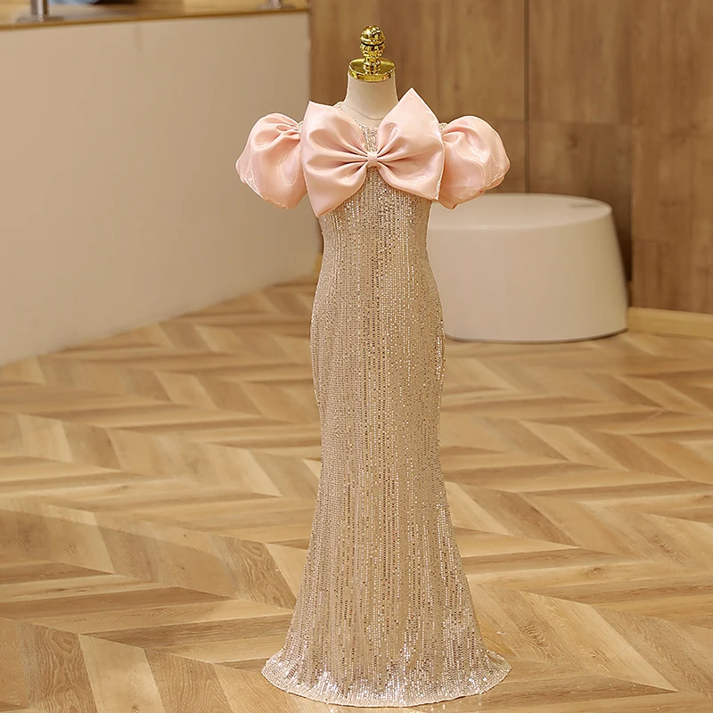 Luxury Girls Evening Dress Big Bow Puff Sleeve Slim Sequin Mermaid Dress Flower Girl Floor Length Party Gown Teens Girl Princess
Luxury Girls Evening Dress Big Bow Puff Sleeve Slim Sequin Mermaid Dress Flower Girl Floor Length Party Gown Teens Girl Princess