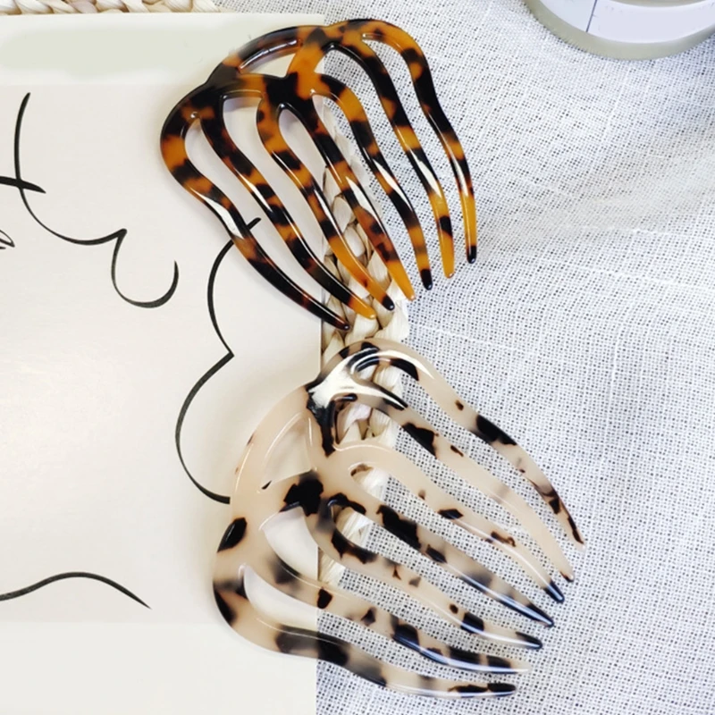 

Celluloid Acetate Twist Hair Side Comb Vintage Wavy 17 Teeth Tortoise Shell Hairpin Minimalist Large Ponytail Barrette