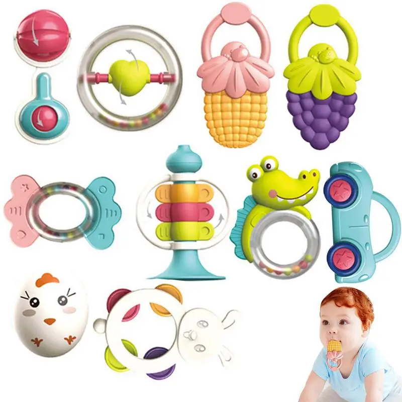 

Toddler Rattle Toy BPA Free Teething Baby Barbell Baby Toys 6 Months Plus Shaker Grab Spin Early Education Learning Sensory Toy